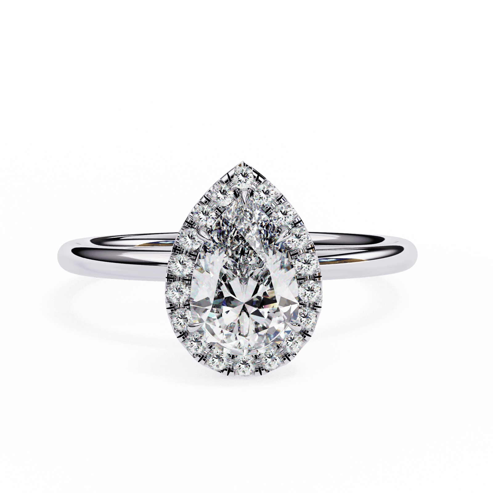 Pear-Cut Diamond Halo Engagement Ring